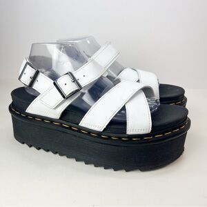 Dr. Martens White Strappy Platform Sandals